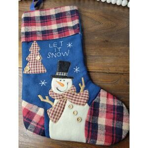 Snowman Christmas Stocking Let it Snow 16 Inch